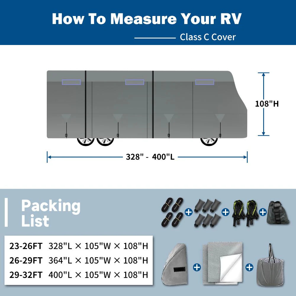 Umbrauto RV Cover Class C Upgraded 7 Layers Anti-UV Top Panel Motorhome Cover,Gray - V.I.P Digital Presence