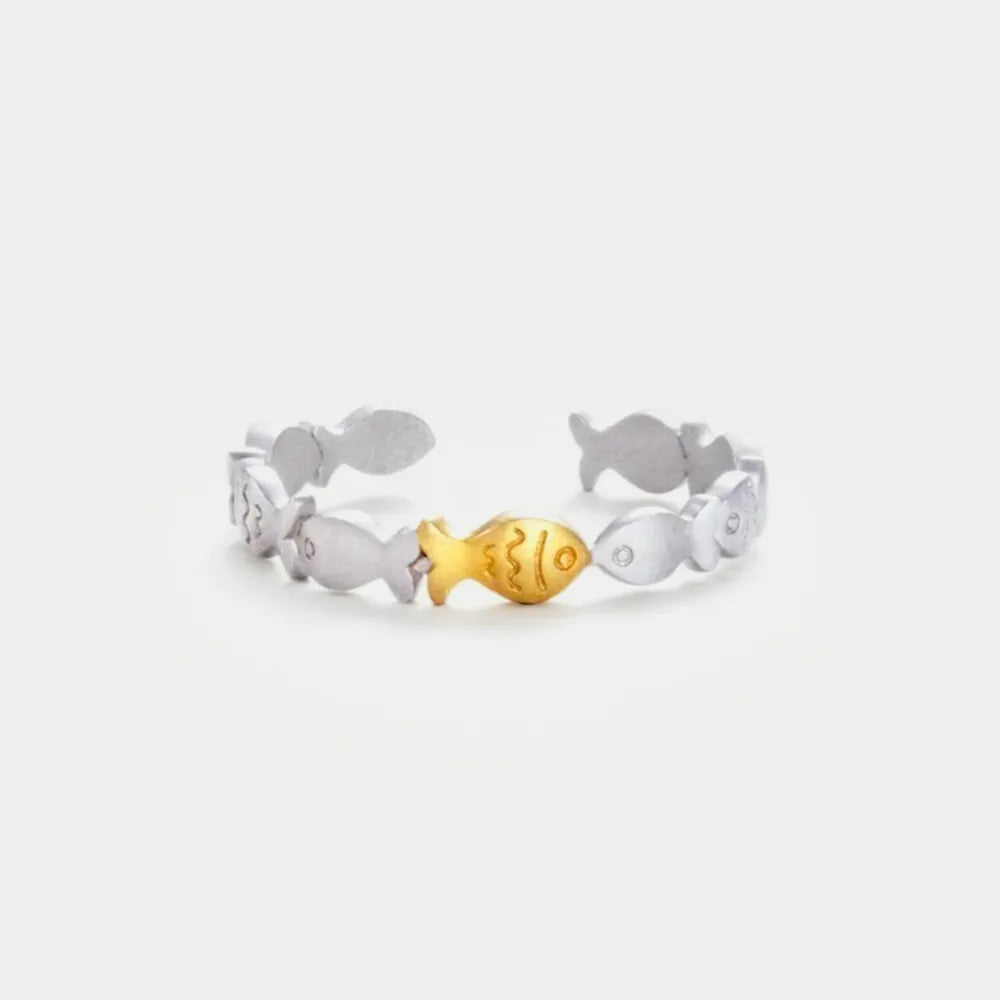 925 Sterling Silver Fish Open Ring - V.I.P Digital Presence
