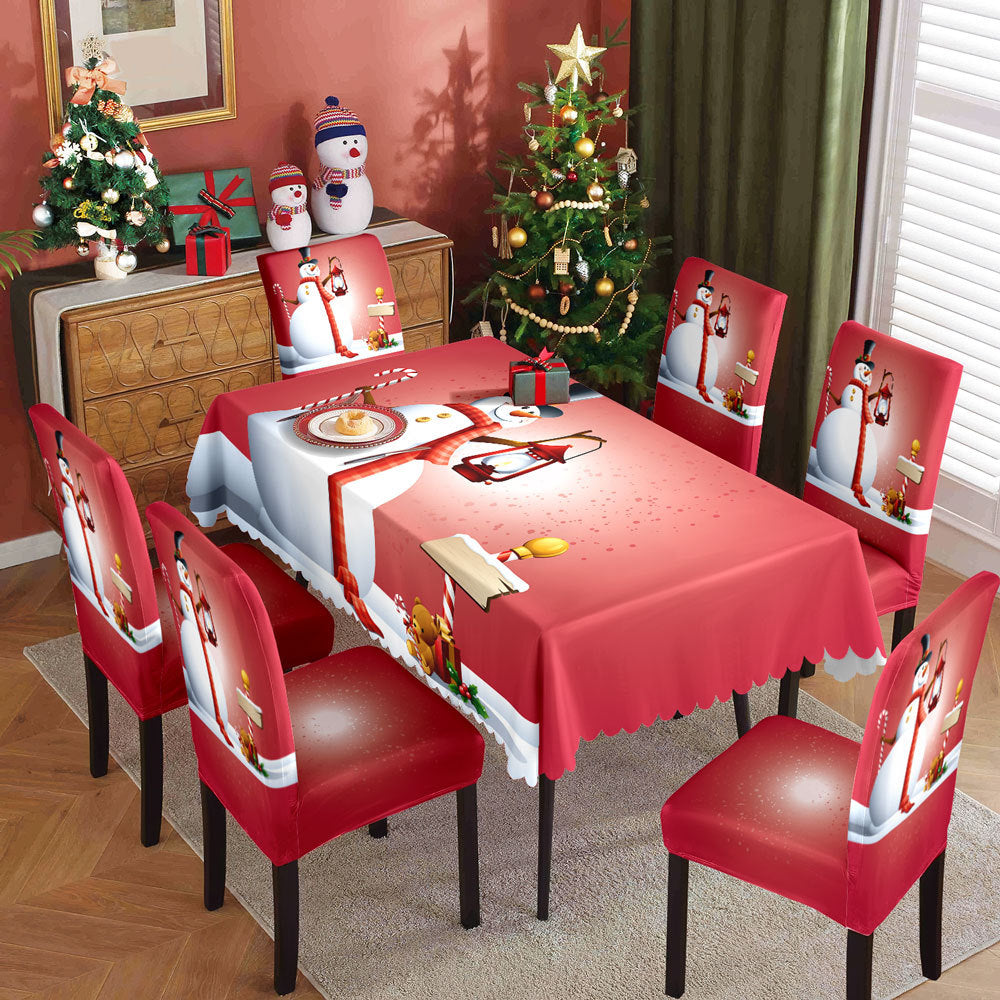 Christmas printed tablecloth, chair cover, waterproof, oil resistant, festive decoration, dining table cloth, chair cover, universal household use - V.I.P Digital Presence