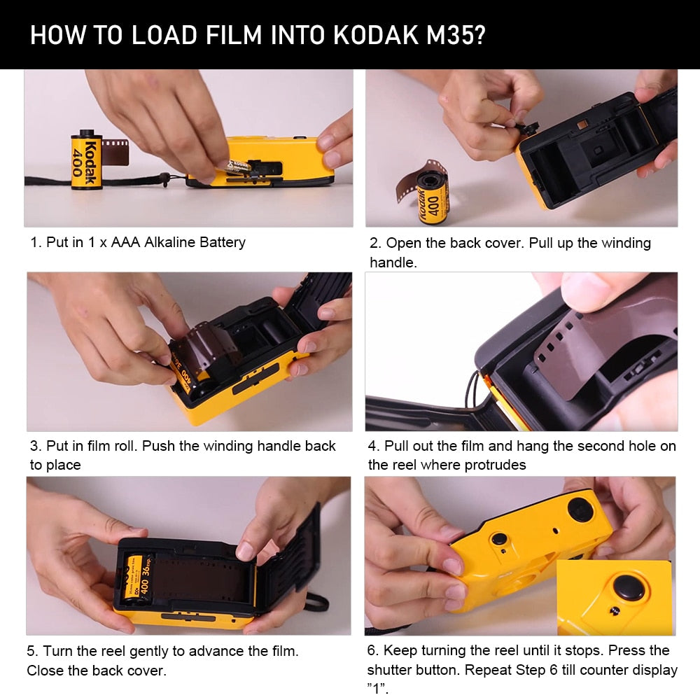 KODAK Vintage Retro M35 / M38 35mm Reusable Film Camera Sky Blue/ Yellow / Mint Green / Pink / Red / Cobalt Blue - V.I.P Digital Presence
