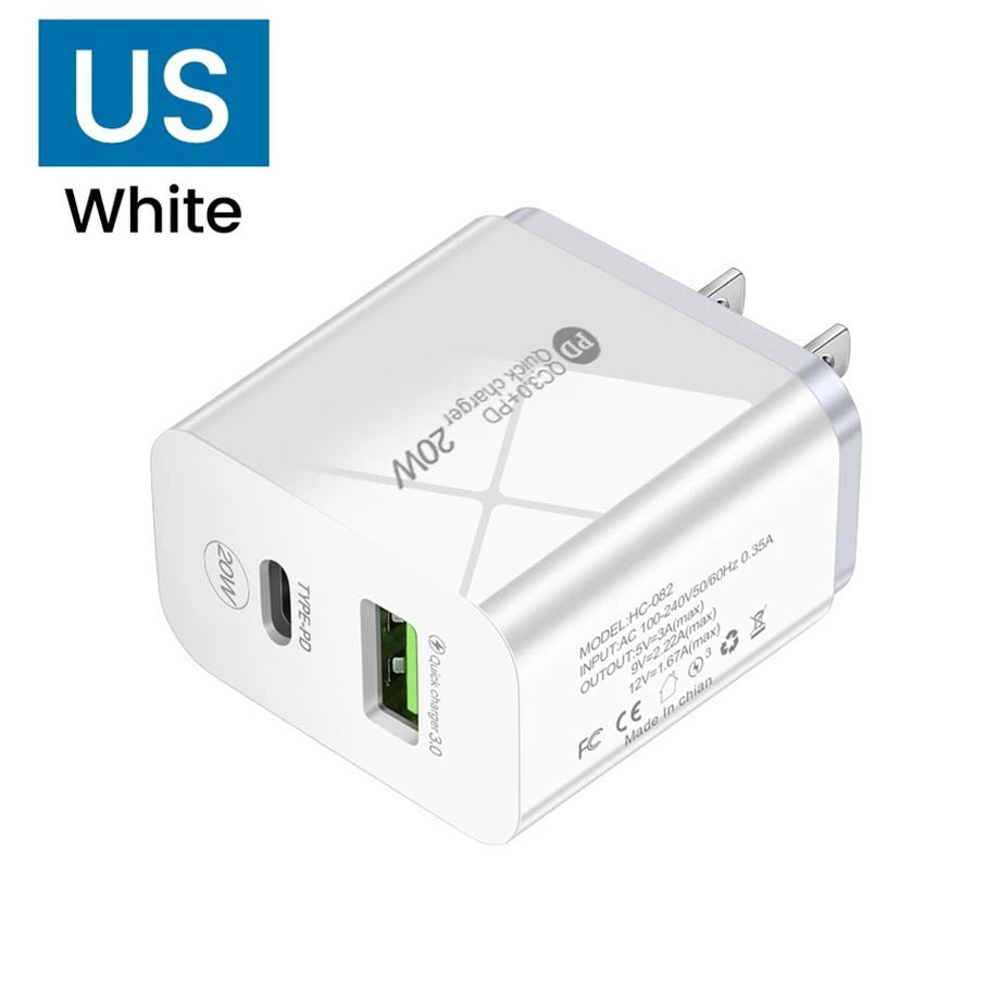 PD12W charger 5V 2.4A European, American and British standard charging head Type-C adapter PD+USB charging head - V.I.P Digital Presence