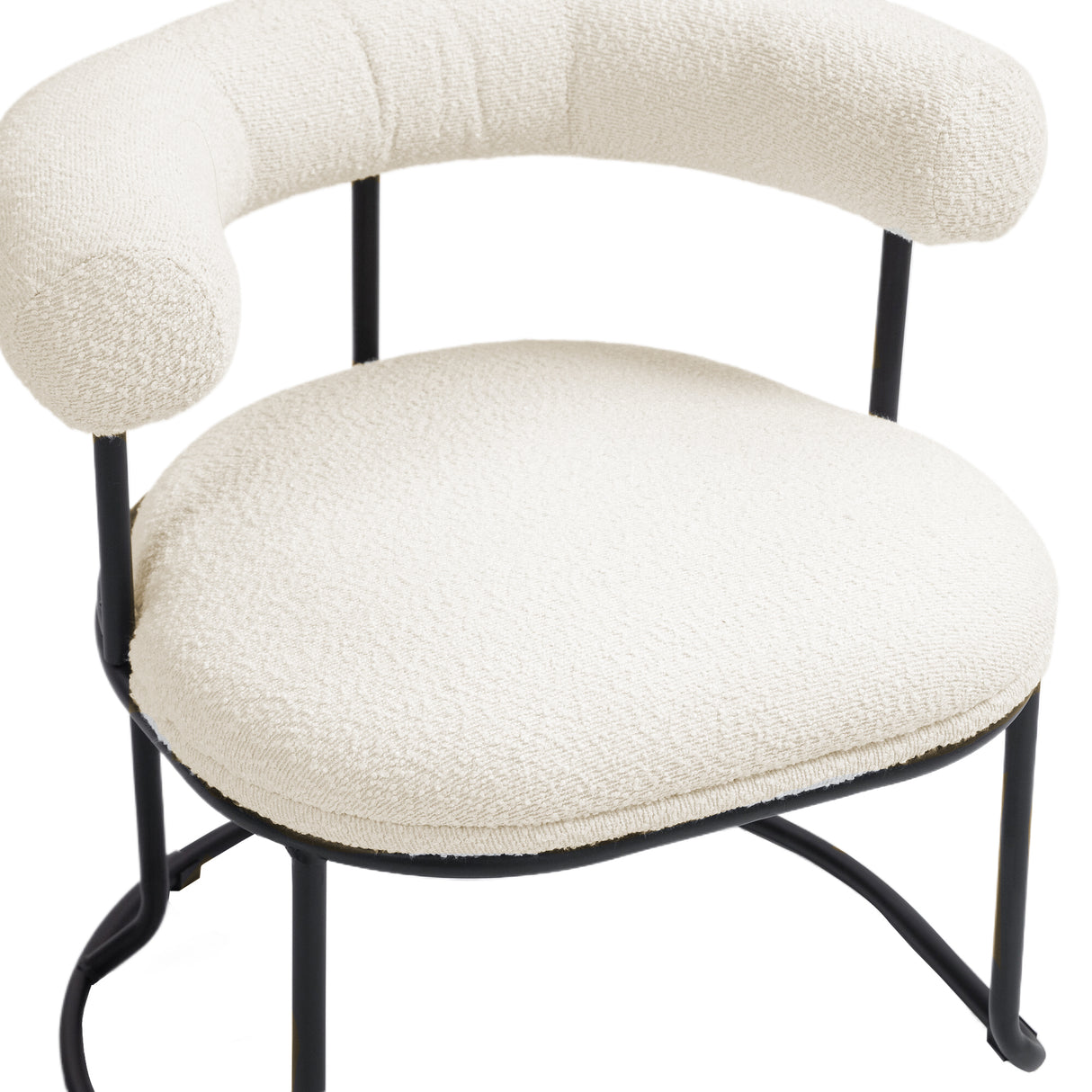 COOLCOOL Boucle dining chair set of two, medieval modern curved backrest chair, round cushion (beige Boucle) - V.I.P Digital Presence