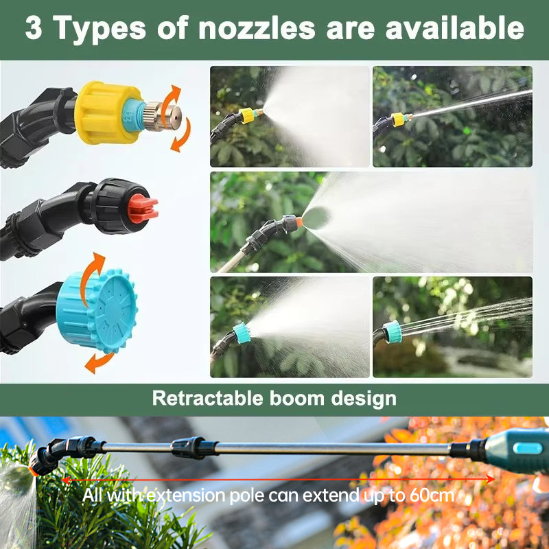 2400mAh Portable Electric Sprayer Wand. 3 nozzles, high - pressure, for garden plant watering. - V.I.P Digital Presence