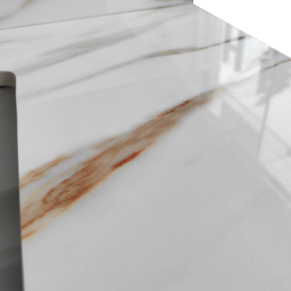 43 inch marble countertop with base rectangular central sink and 4-inch high splash guard, pre drilled 8-inch faucet hole ,white - V.I.P Digital Presence