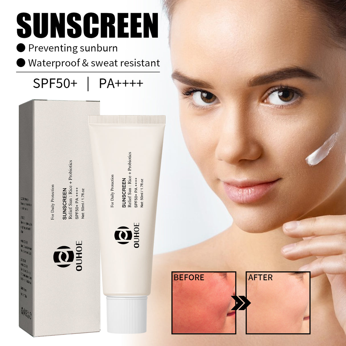 Rice Probiotic Protective Cream, Refreshing Anti-UV Moisturizing Face Protective Cream - V.I.P Digital Presence
