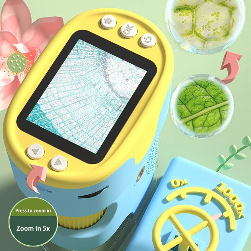Pocket Microscope Display Montessori Handheld LED Light Biology Magnification Outdoor Students Teaching Gifts Children Stem Toys - V.I.P Digital Presence