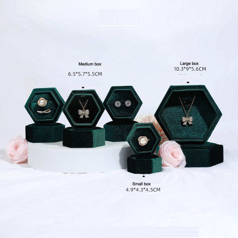 Hexagonal jewelry box, high-end Korean velvet ring earring box, jewelry box, jewelry packaging box - V.I.P Digital Presence