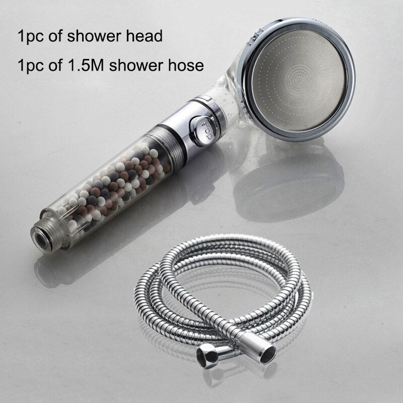 New Tourmaline balls Filter Shower Head Water saving 3 Modes adjustable SPA shower head on/off button high pressure shower - V.I.P Digital Presence