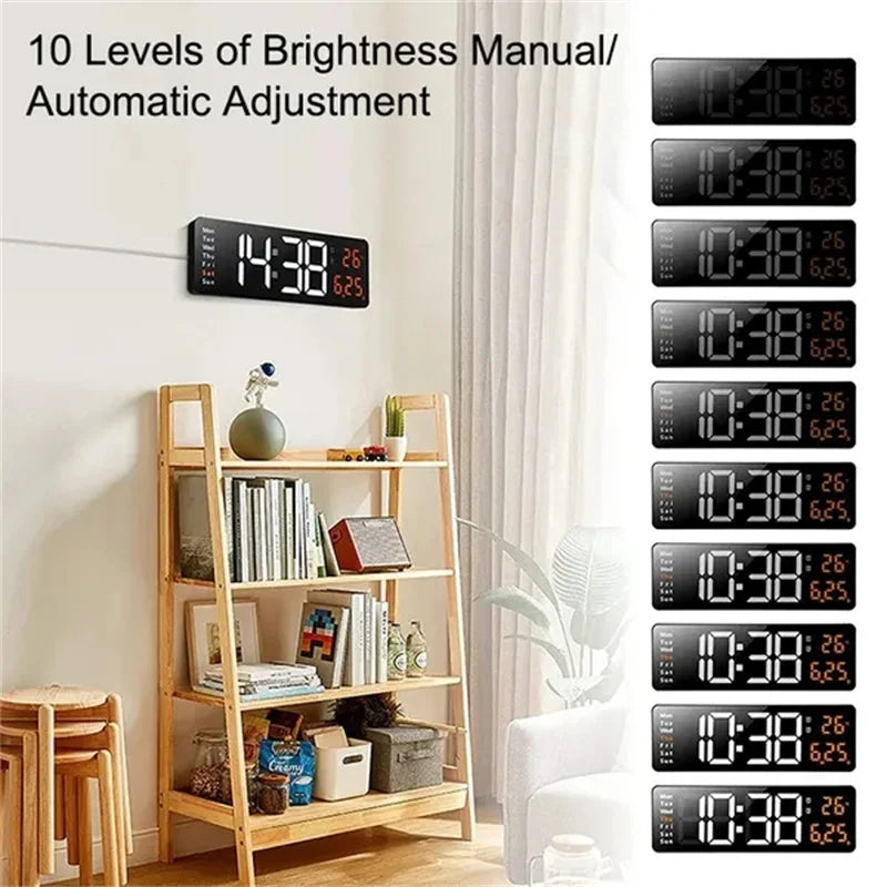Wall Clock Digital Large LED Wall Mounted Remote Remote Control Date Week Temperature Clock Dual Alarms Gym Big Wall Clock - V.I.P Digital Presence