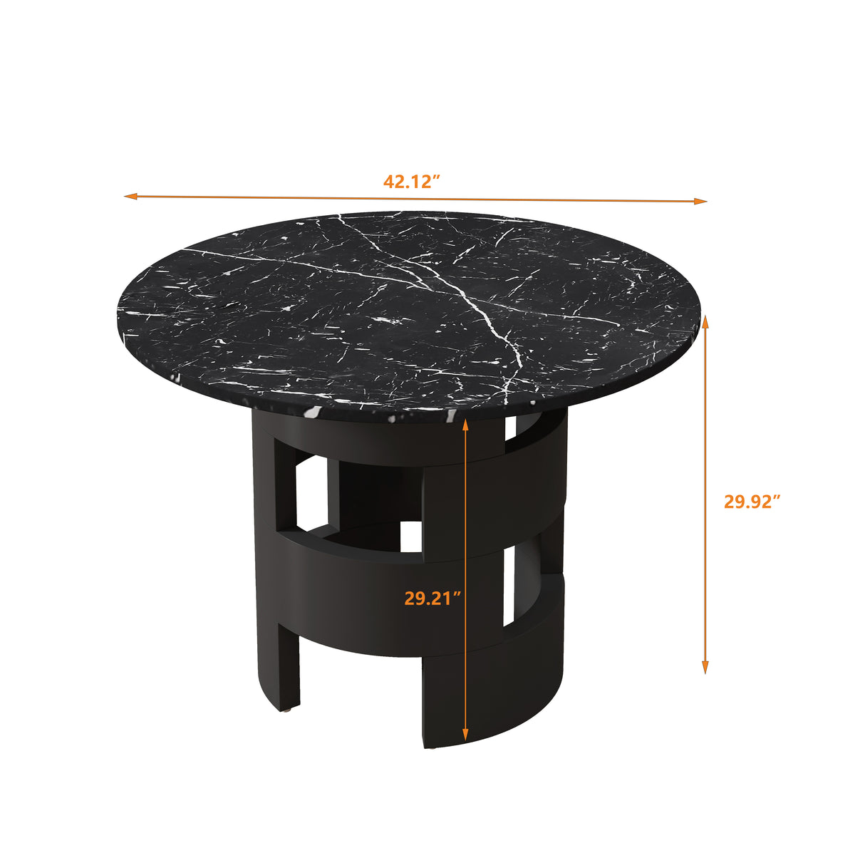 42.12"Modern Round Dining Table with Printed Black Marble Table Top for Dining Room - V.I.P Digital Presence