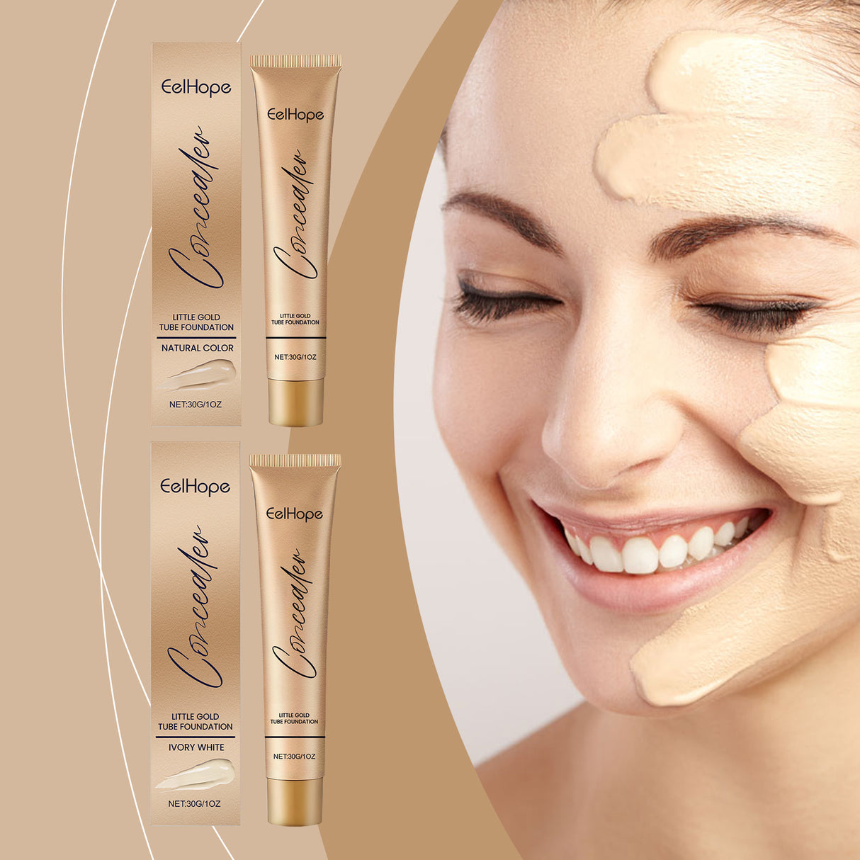 Small Gold Tube Foundation Concealer, Natural Lightweight Skin Concealer Not Easy To Remove Makeup Moisturizing Liquid Foundation - V.I.P Digital Presence