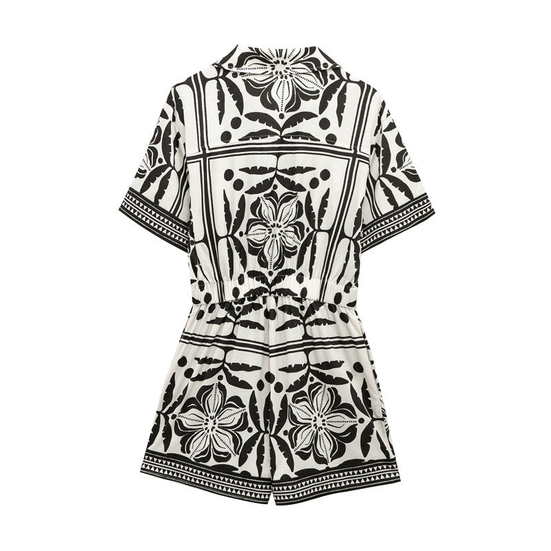 Versatile woven Cuban collar jumpsuit shorts - V.I.P Digital Presence