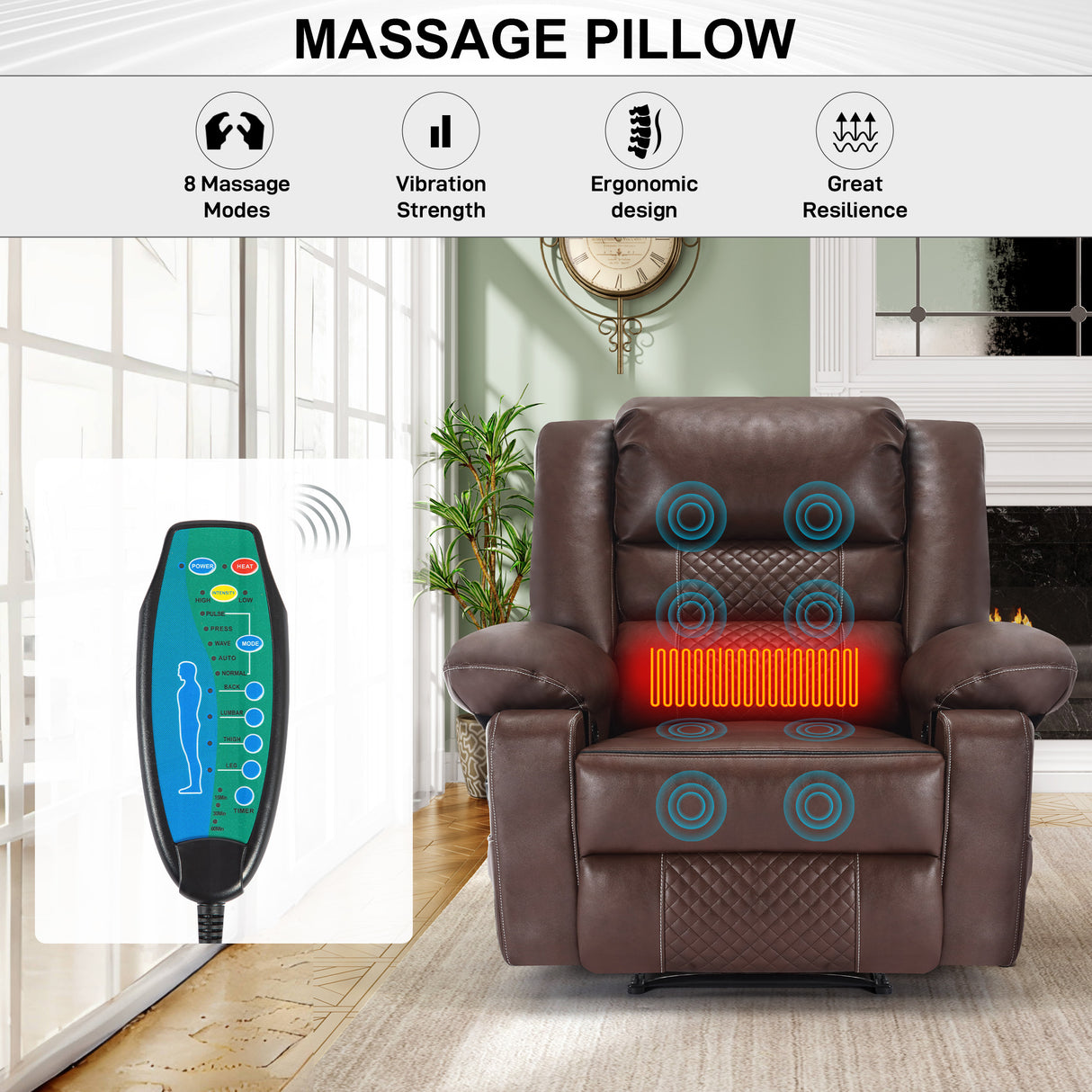 Breathable Leather Massage Recliner Chair Manual Living Room Reclining Sofa - V.I.P Digital Presence
