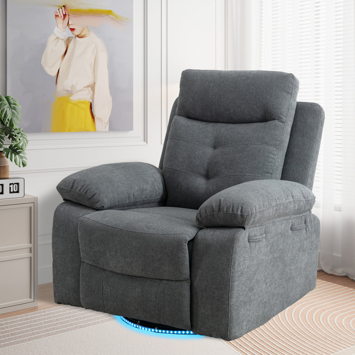 270 degree rotating electric recliner speaker with LED light, USB+C charging port, extendable foot pedal, adjustable backrest - V.I.P Digital Presence