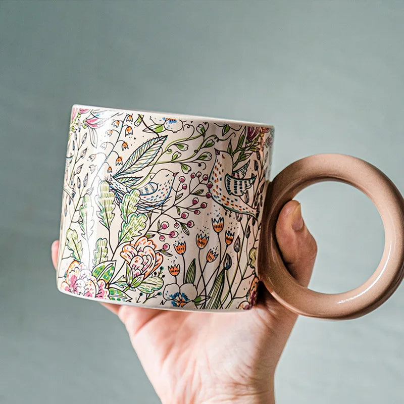 British Style Ceramic Mug Cute Coffee Cups Personality Gift Household Color Painting Kawaii Girls Breakfast Oat Milk Mugs - V.I.P Digital Presence