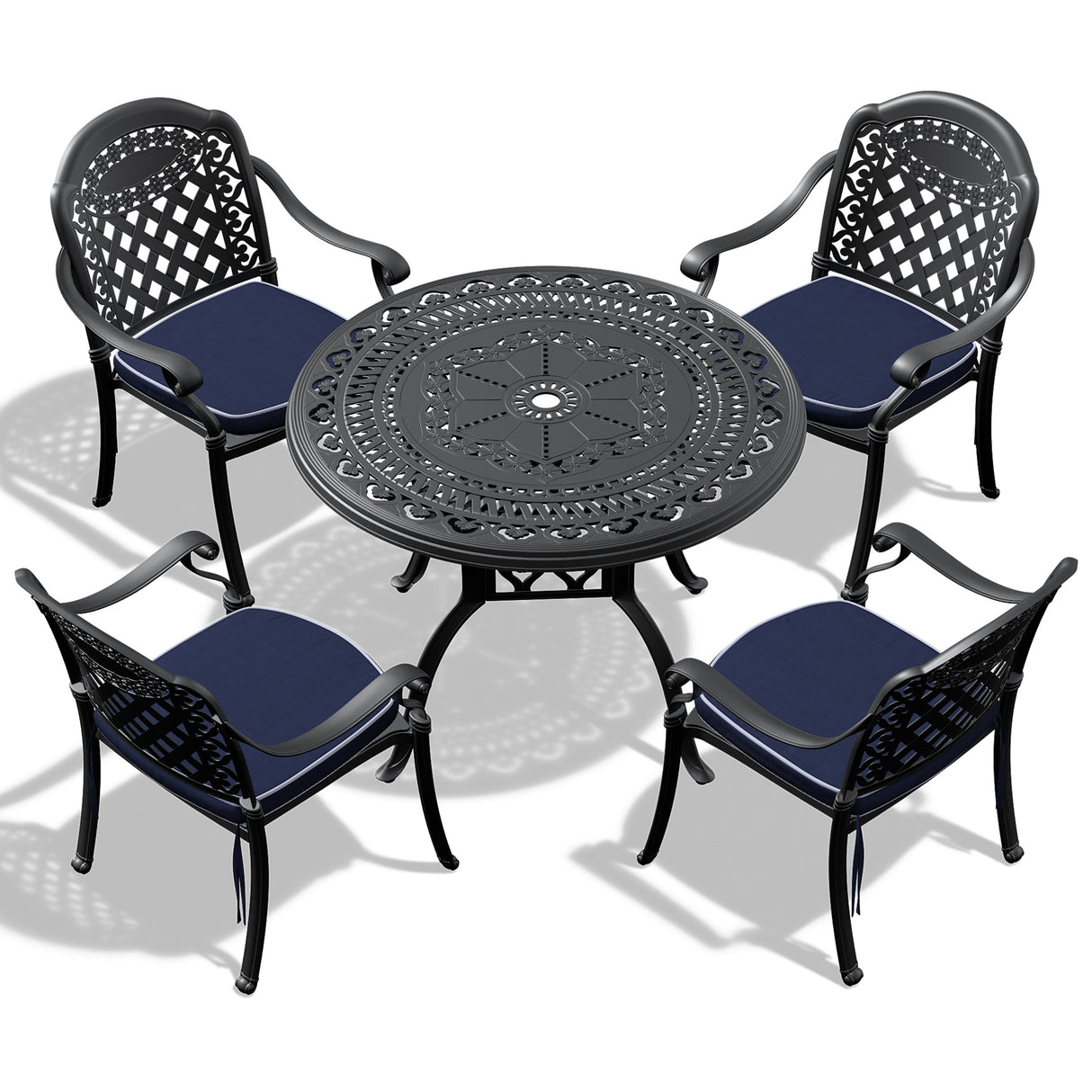(Cushions In Random Colors)5-Piece Set Of Cast Aluminum Patio Furniture With Cushions - V.I.P Digital Presence