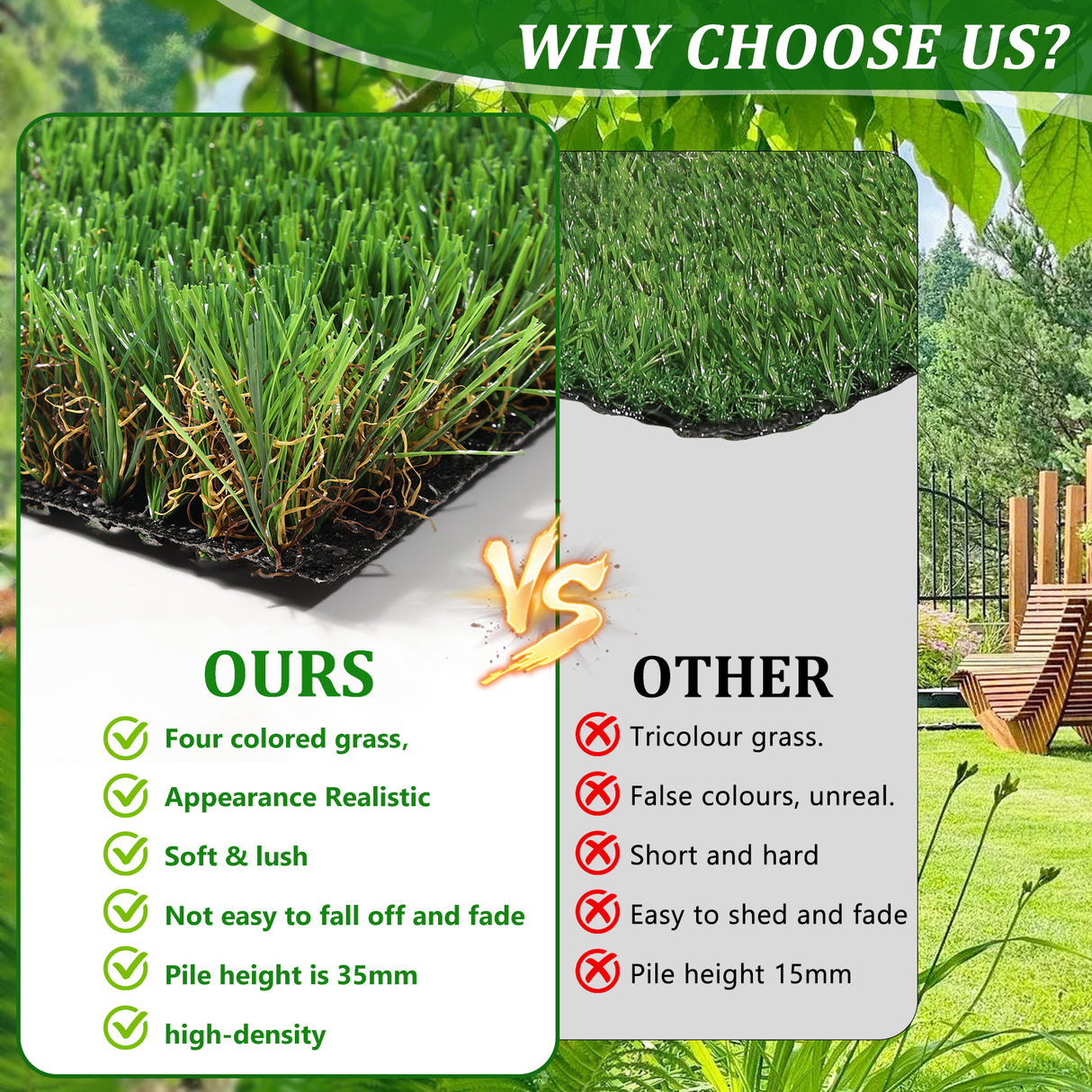 5FTX8FT outdoor artificial grass running blanket, thick and realistic fake grass roll with a pile height of 1.38 inches - V.I.P Digital Presence