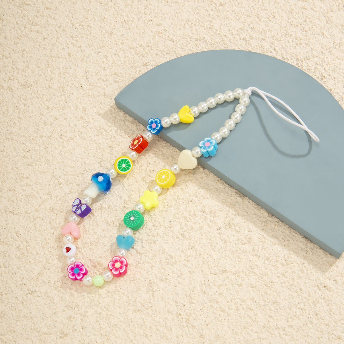 Minimally colored daisy fruit phone chain accessories creative mushroom bead bag pendant keychain - V.I.P Digital Presence
