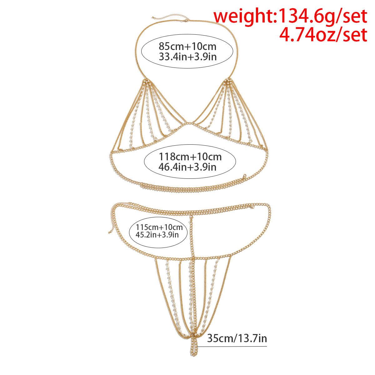 Exaggerated pearl chain bikini bra body chain sexy and fashionable body chain - V.I.P Digital Presence