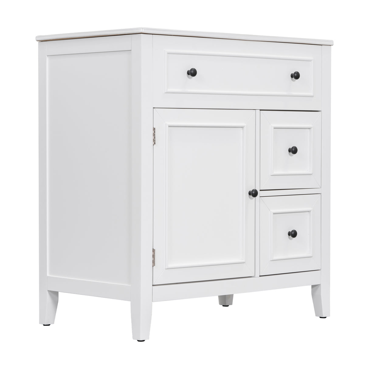 30" Bathroom Vanity with Sink Top, Bathroom Vanity Cabinet with Door and Two Drawers, Solid Wood Frame, One Package, White - V.I.P Digital Presence