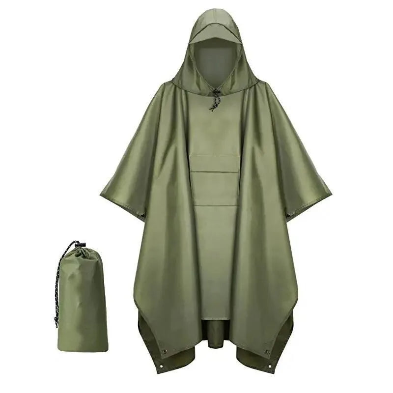 Poncho impermeable militar 3 en 1 para exteriores, con capucha y mangas, impermeable, para motocicleta, camping, senderismo, viajes, ropa impermeable, tienda de campaña.