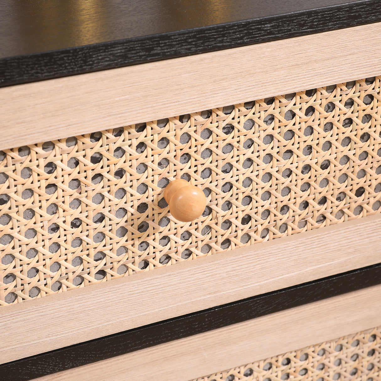 31.5 "3-Drawers Rattan Storage Cabinet Rattan Drawer,for Bedroom,Living Room,Natural drawer and black panel - V.I.P Digital Presence