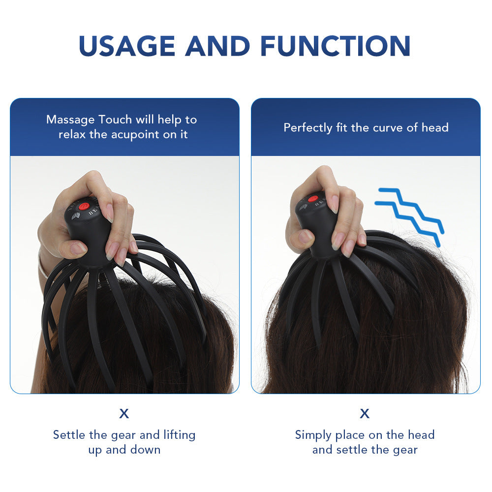 Head Massager Octopus Scalp Massager Electric Head Massage Claw Household Head Physiotherapy Instrument - V.I.P Digital Presence