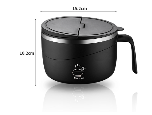 Portable lid insulation 304 stainless steel instant noodle bowl Japanese style sealed lunch box - V.I.P Digital Presence