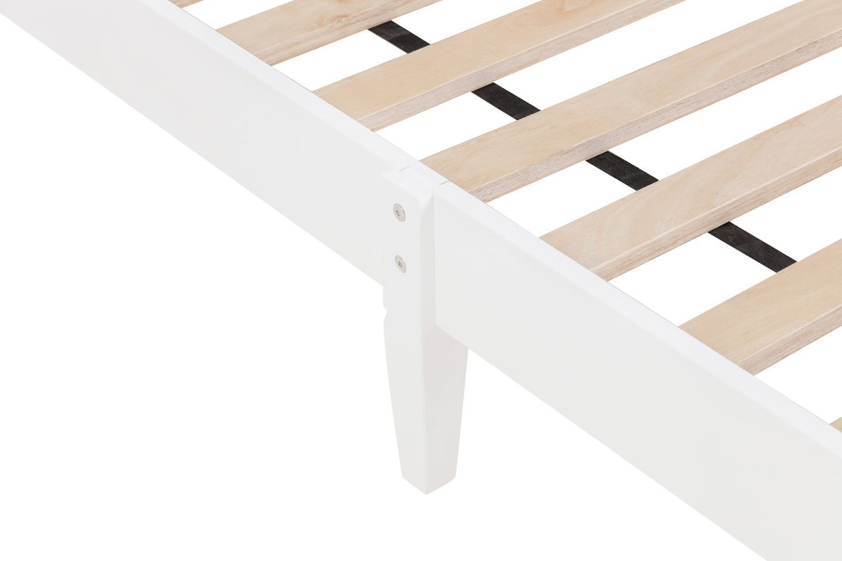 Twin Bed with Button-Decoration Headboard, with Bed Slats,White - V.I.P Digital Presence