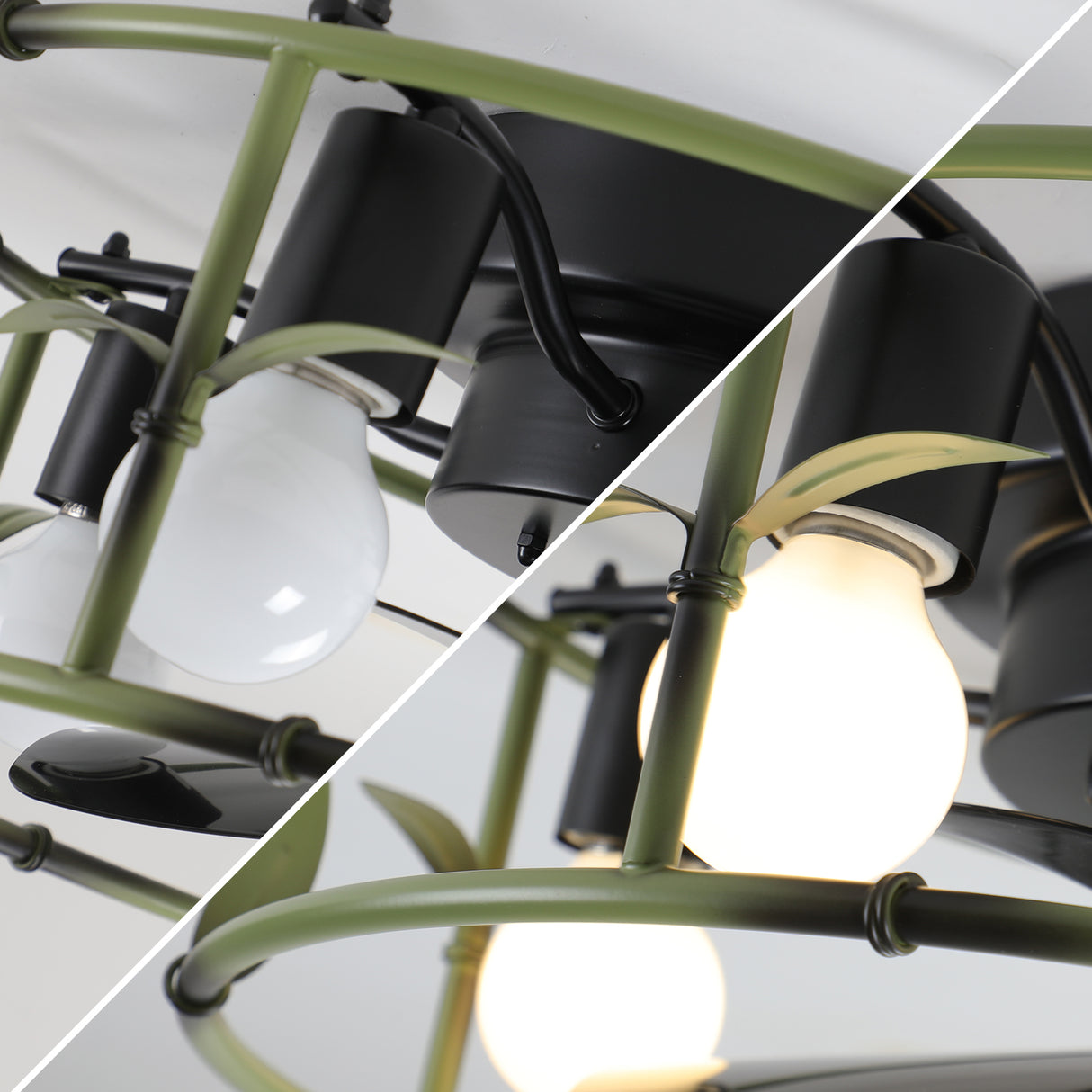 Flush Mount Ceiling Fans with Lights and Remote Control green Caged Low Profile Ceiling Fan Modern Metal Ceiling fanfor - V.I.P Digital Presence