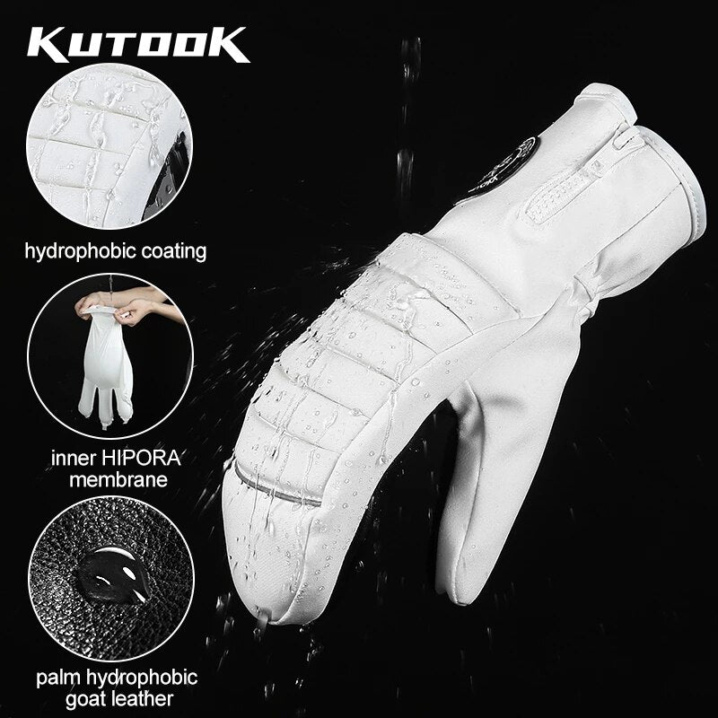 KUTOOK Winter Ski Mittens Windproof Snowboard Mittens Thermal Fleece Lining Skiing Gloves Waterproof Goatskin Palm Outdoor Sport - V.I.P Digital Presence