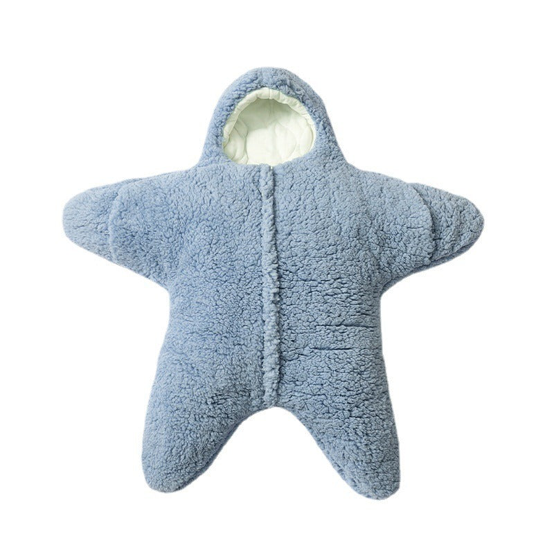 Baby hugged by starfish, lamb plush split leg sleeping bag with cotton clip, thick and warm baby sleeping bag, anti kick quilt, - V.I.P Digital Presence
