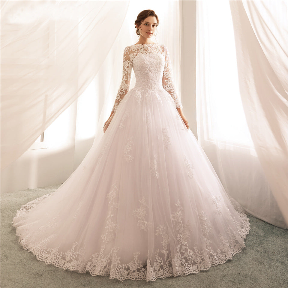 Vestido de Noiva Long Sleeves Wedding Dresses Lace A Line Wedding Gowns Sexy Sheer New Arrival Bride Dress Robe De Mariee - V.I.P Digital Presence