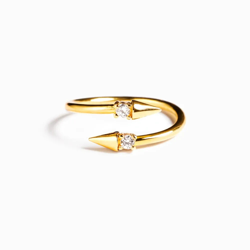 925 Sterling Silver Inlaid Zircon Bypass Ring - V.I.P Digital Presence