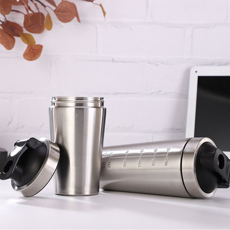 protein shaker bottle 304 stainless steel single layer sports cup shaker with lids and shake ball - V.I.P Digital Presence