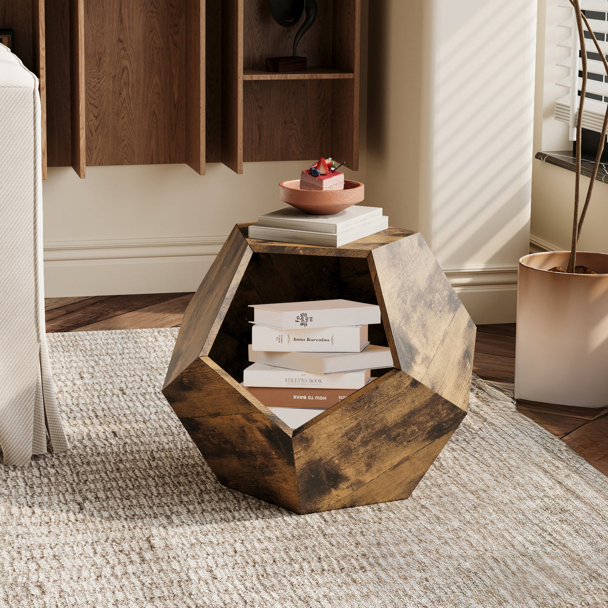 25.98'' Shaped Modern Pet Furniture Cat Kennel Side Table MDF Multi-Purpose Furniture Antique Wood Color - V.I.P Digital Presence
