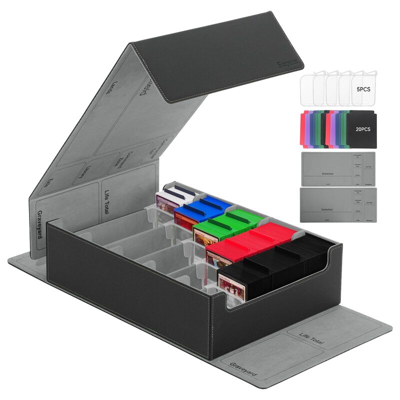 3800+ Capacity Card Storage Box. Includes 20 Dividers, 5 Supporters, Leather Magnetic Closure. Great for YuGiOh & MTG Cards. - V.I.P Digital Presence