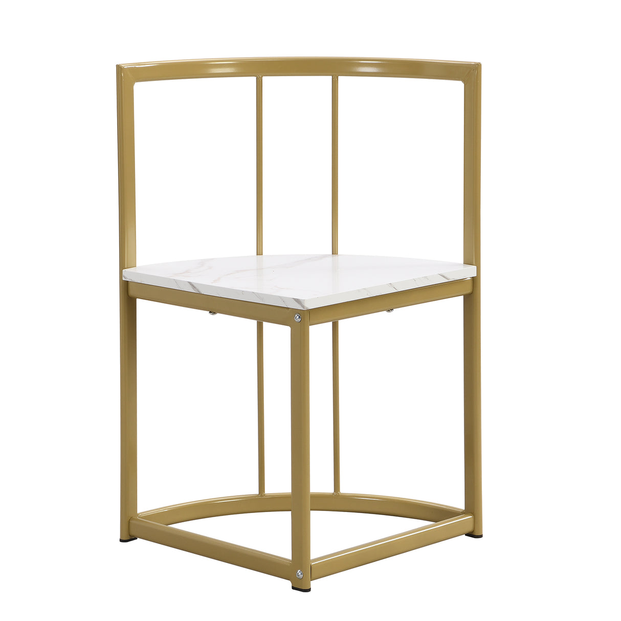 TOPMAX Modern 7-Piece Dining Table Set with Faux Marble Compact 55Inch Kitchen Table Set for 6 Golden+White