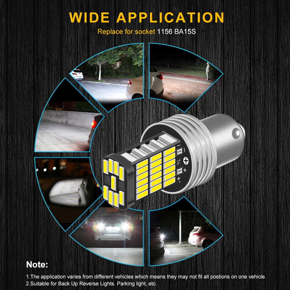 2pcs P21W 1156 BA15S LED Bulbs Car Lights Turn Signal Reverse Brake Light R5W 4014 LEDs 12V DC Automobiles Lamp DRL for Skoda - V.I.P Digital Presence