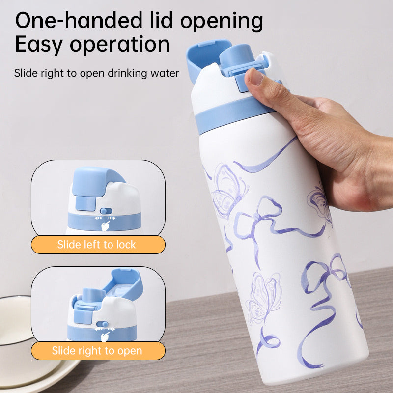 Fashionable Stainless Steel Insulated Bottle with Cartoon Patterns, Large-Capacity Jump Cup, Ideal for Outdoor Sports. - V.I.P Digital Presence