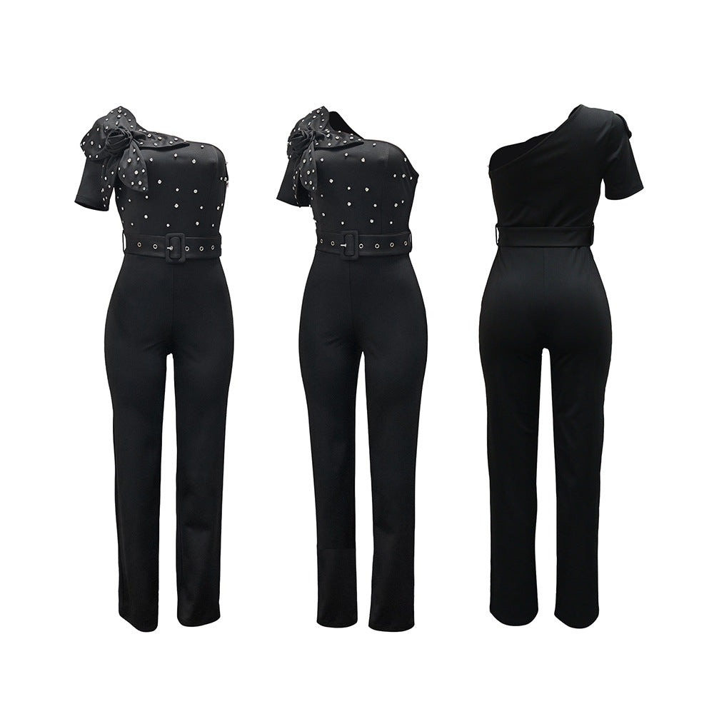 Sleeveless One-Piece Pants - European and American Style Off-the-Shoulder Short Sleeve Slim Fit - V.I.P Digital Presence