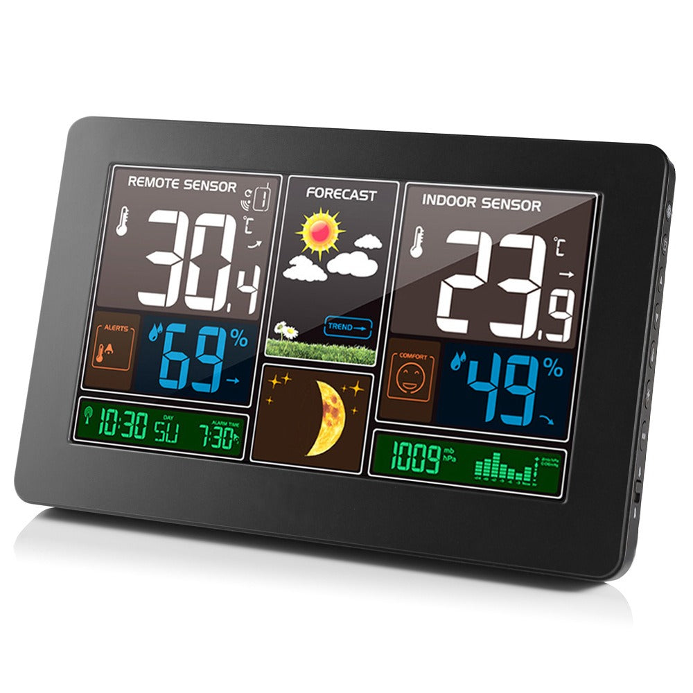 Color screen weather clock 3378 weather forecast clock radio wave indoor and outdoor temperature LED electronic clock - V.I.P Digital Presence
