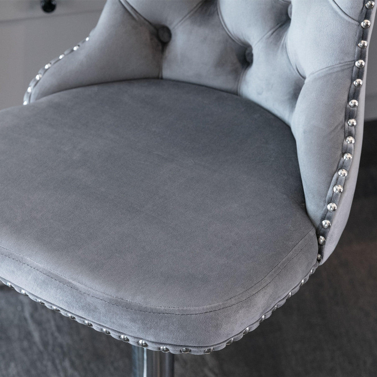 (Gray,Set of 2) 25-33 Inch, Modern Upholstered Chrome base Bar Stools with Backs Comfortable Tufted for Home Pub and Kitchen