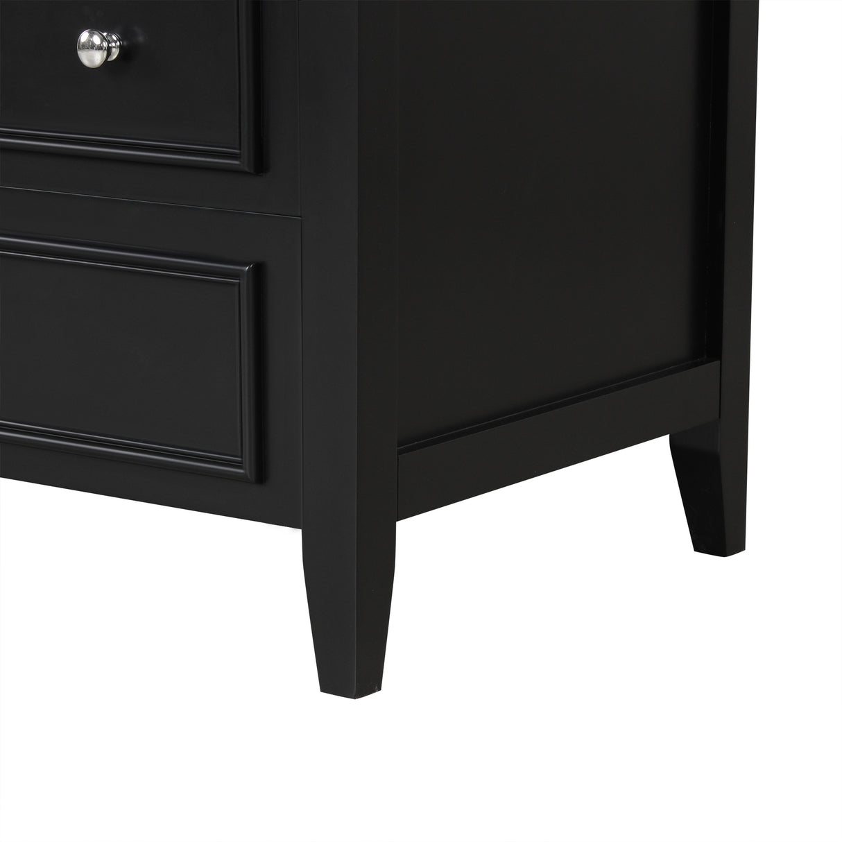 30" Bathroom Vanity with Sink, Bathroom Vanity Cabinet with Three Drawers and Door, Solid Wood and MDF, Black - V.I.P Digital Presence