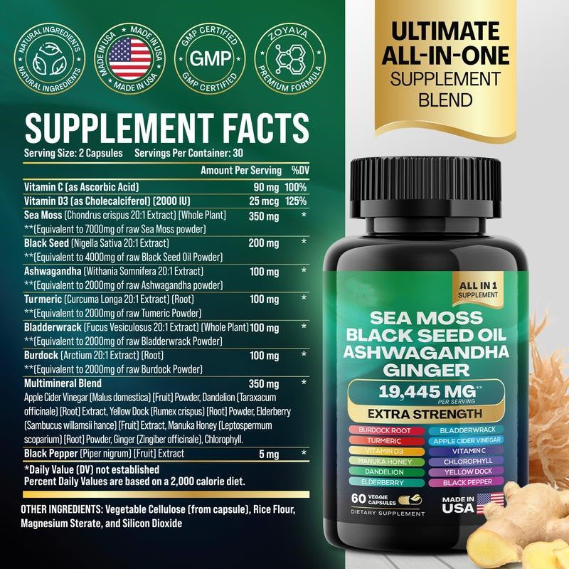 Sea moss Shilajit Frozen Collagen Peptide 2in1 Capsule Help Reduce Wrinkles - V.I.P Digital Presence