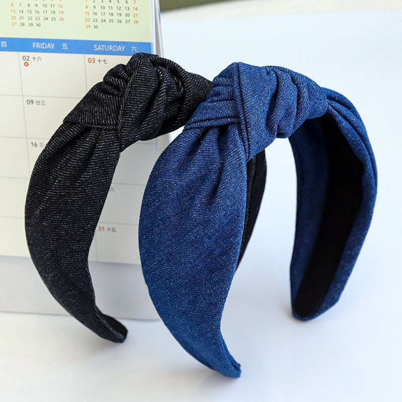 Hair hoop fashion denim fabric middle knot hair clip headband for girls going out headwear - V.I.P Digital Presence