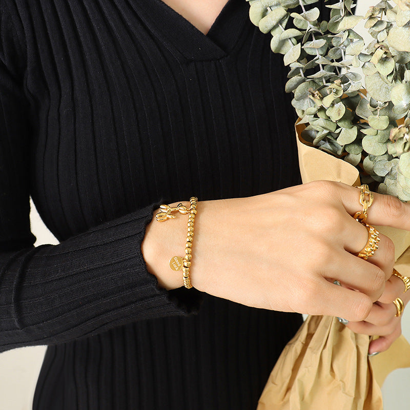 18K Gold-Plated Titanium Steel Puppy Shape Charm Bracelet - V.I.P Digital Presence