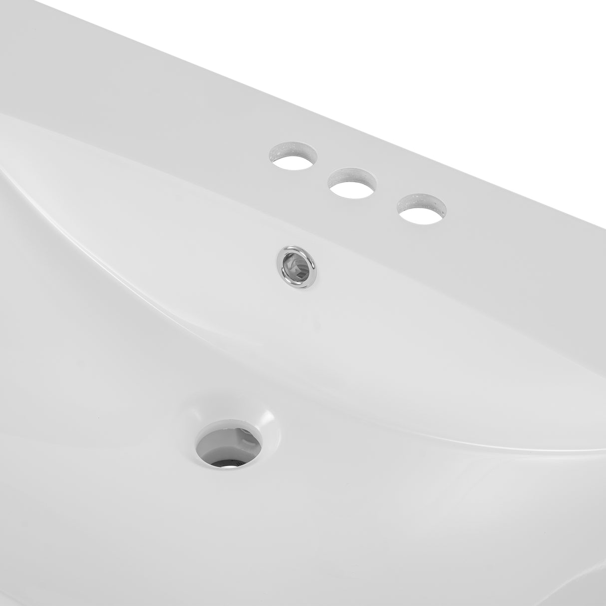 36" Single Bathroom Vanity Top with White Basin, 3-Faucet Holes, Ceramic, White - V.I.P Digital Presence