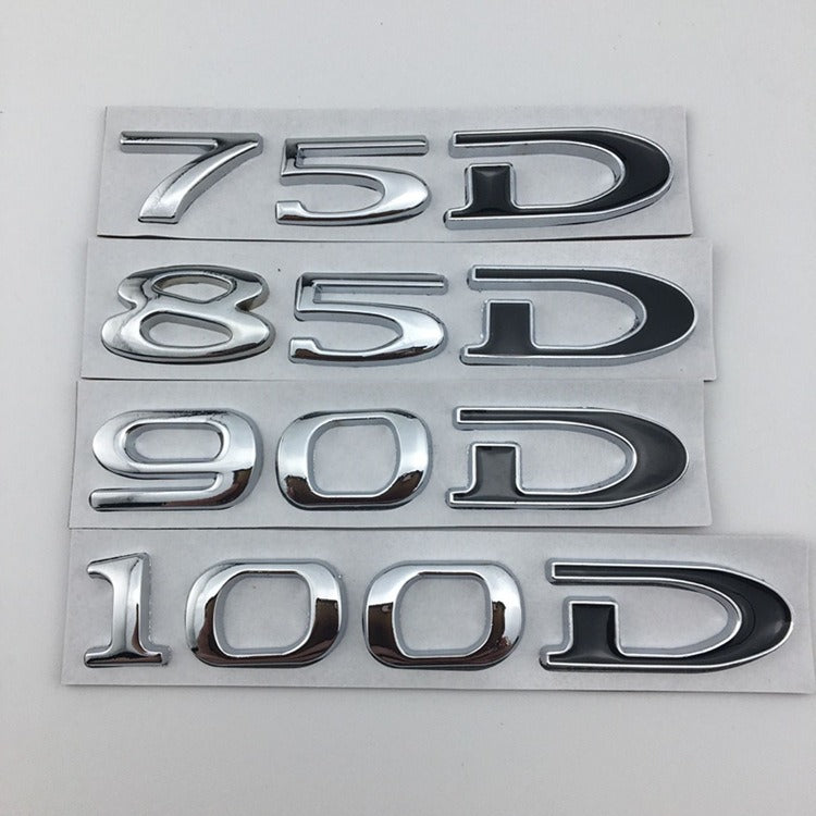 Suitable for Tesla MODEL3 S X Y 75D 85D 90D 100D displacement tail label metal car sticker - V.I.P Digital Presence