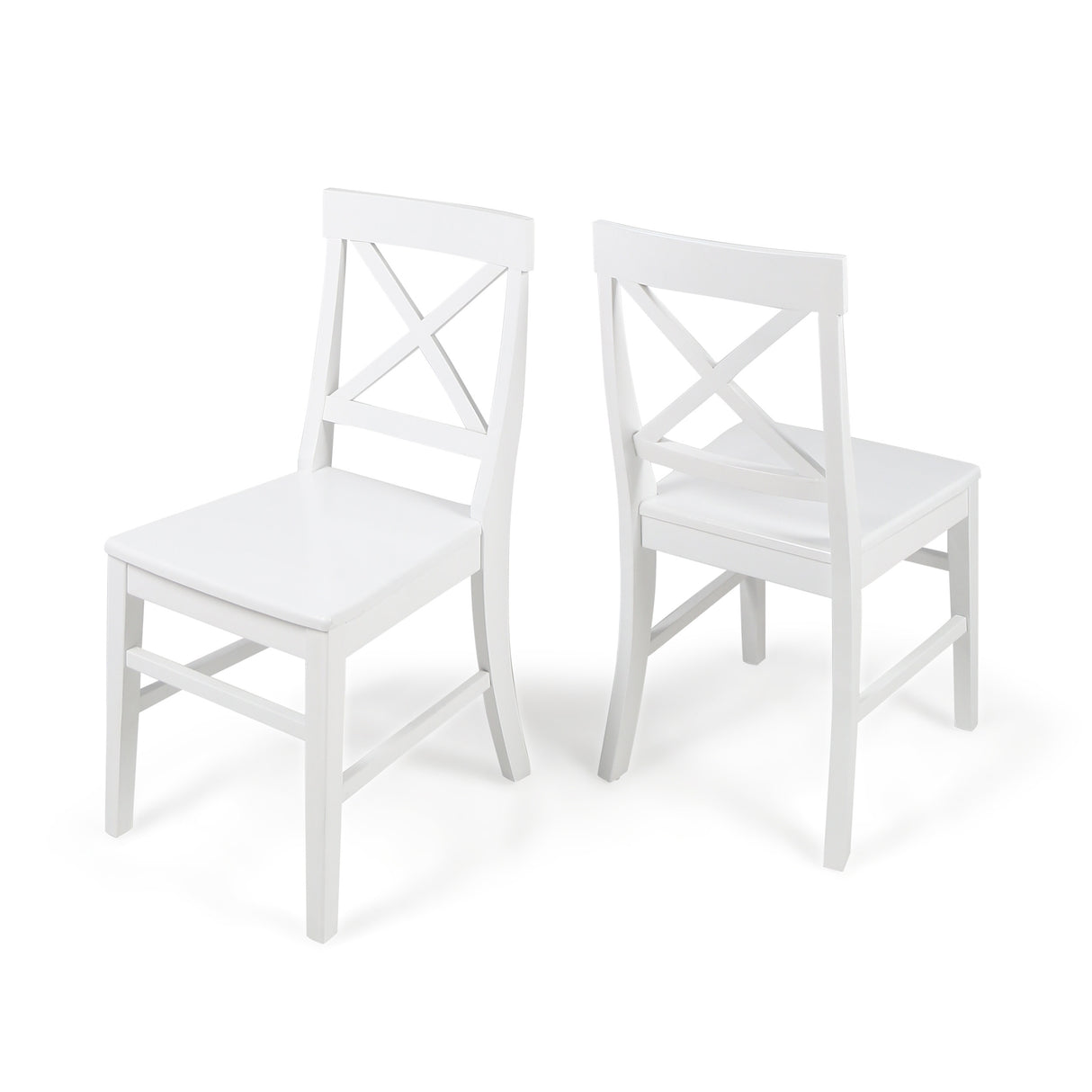 Roshan Farmhouse Acacia Wood Dining Chairs, White (Set of 2) - V.I.P Digital Presence